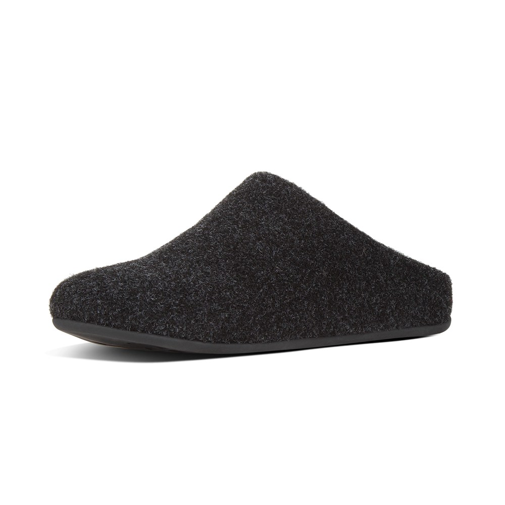 Fitflop Womens Slippers Black - Chrissie Felt - OS0294675